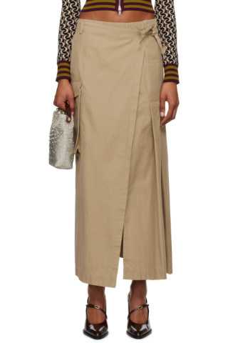 Beige Kilt Maxi Skirt | SSENSE