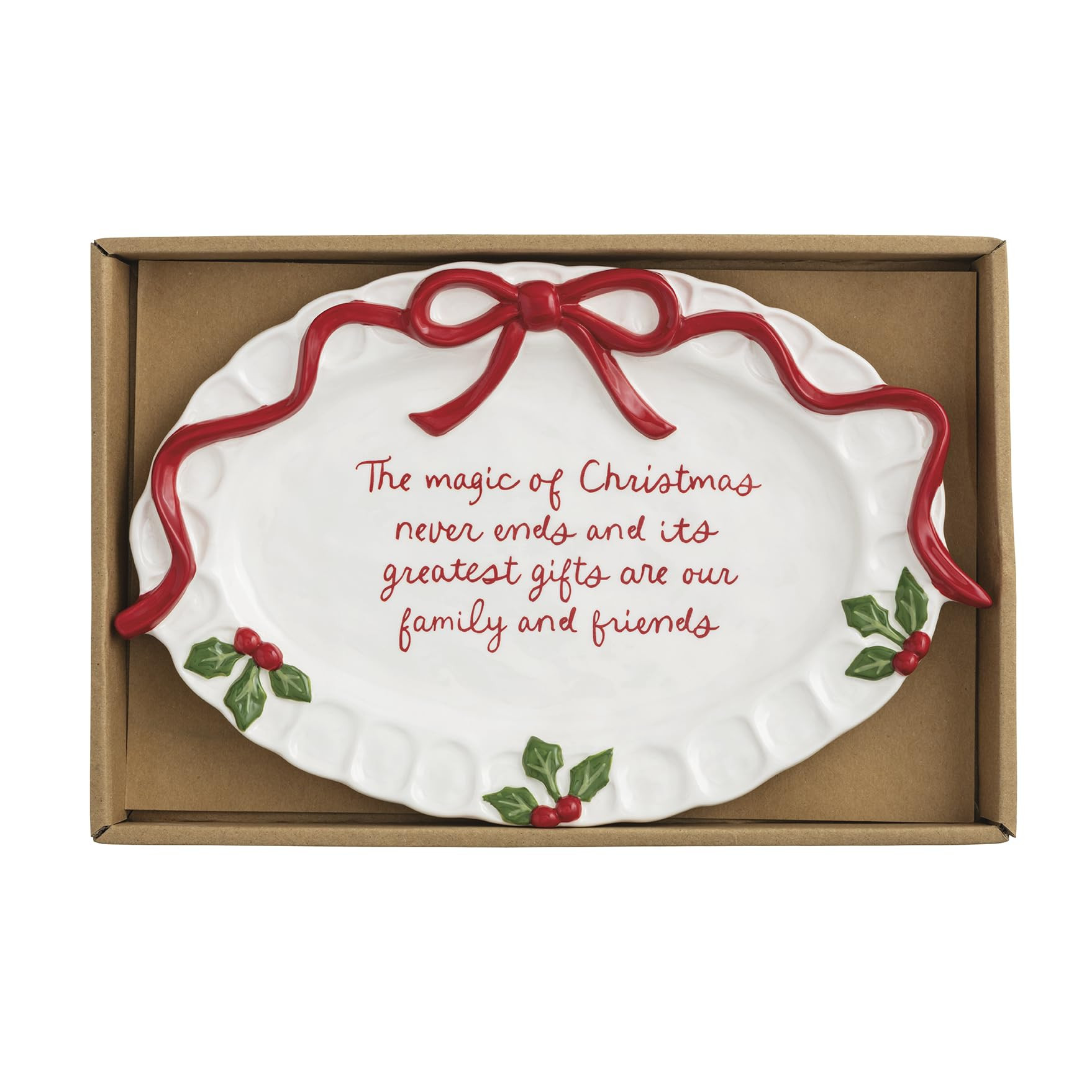 Mud Pie Christmas Bow Whimsical Christmas Sentiment Plate | Amazon (US)
