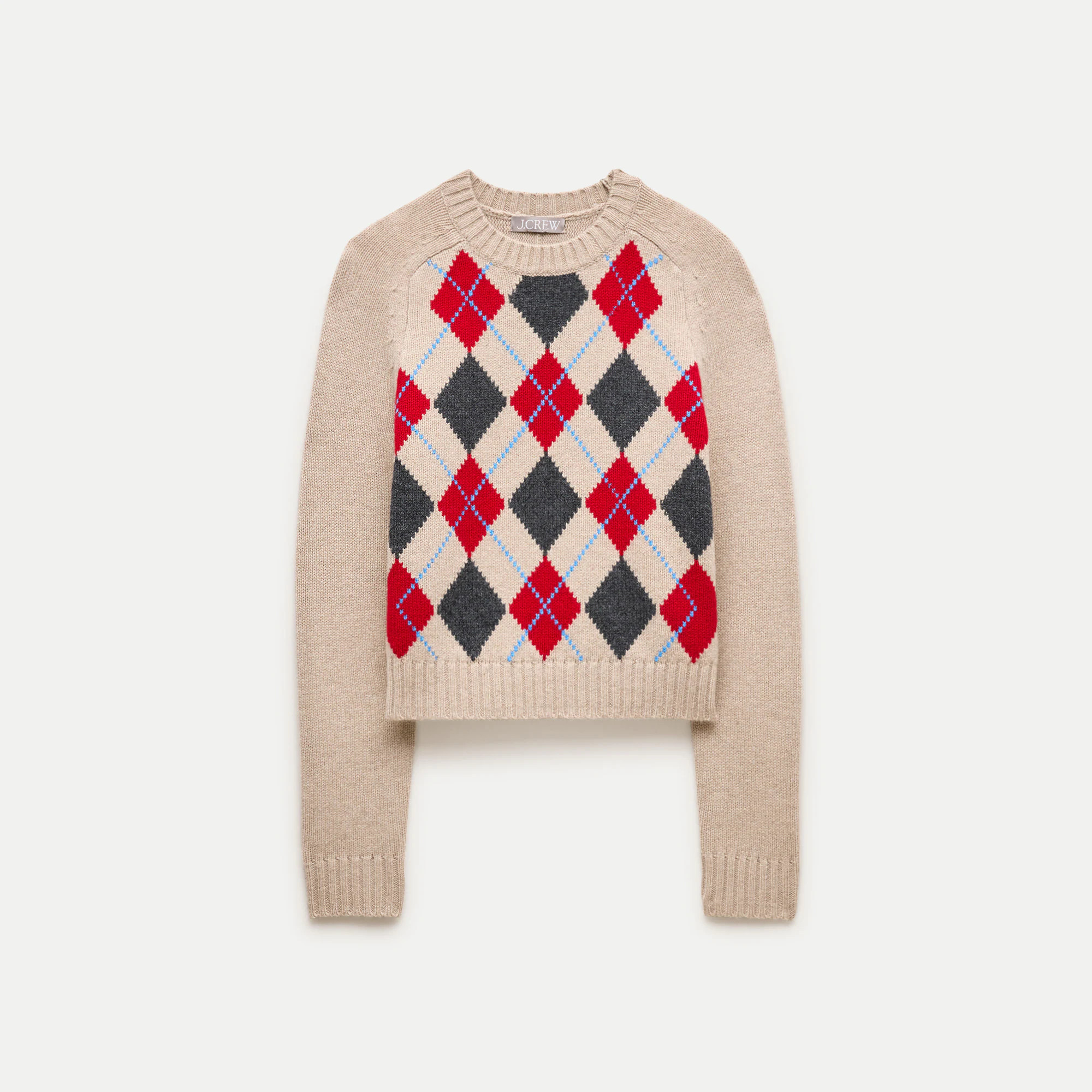 Shrunken crewneck sweater in argyle vintage wool | J. Crew US