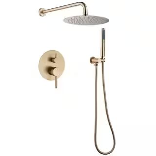 BWE 1-Handle 2-Spray Rain Shower Faucet and Hand Shower Combo Kit in Brushed Gold (Valve Included... | The Home Depot