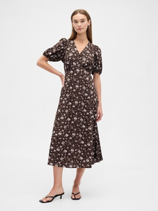 Puff Sleeve V-Neck Maxi Dress | Gap Factory