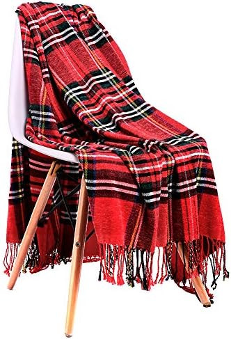 JUDYBRIDAL Christmas Plaid Chenille Throw Blanket Extra Soft Blanket All-Season Dual-Sided Home D... | Amazon (US)