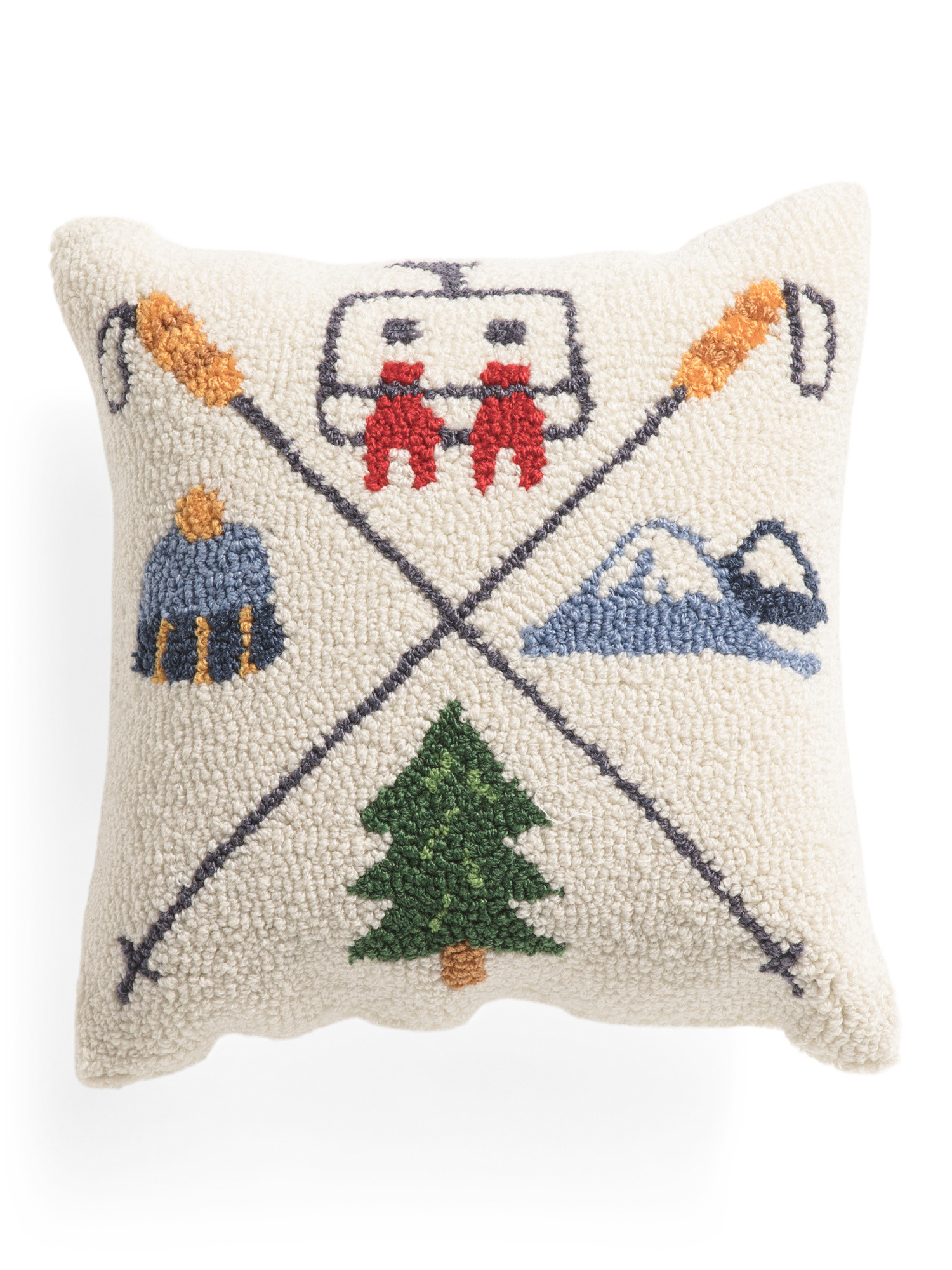 14x14 Skiing Icons Hooked Pillow | Throw Pillows | Marshalls | Marshalls