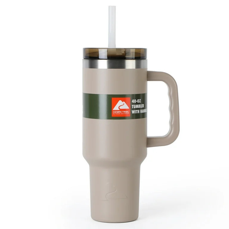 Ozark Trail 40 oz Insulated Stainless Steel Tumbler With Handle,Tan | Walmart (US)