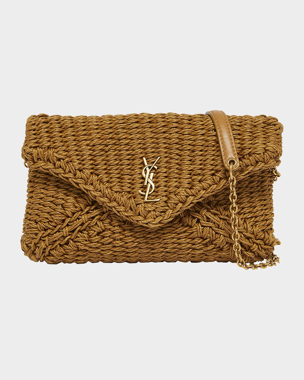 Cassandre Small YSL Pouch Clutch Bag in Raffia | Neiman Marcus