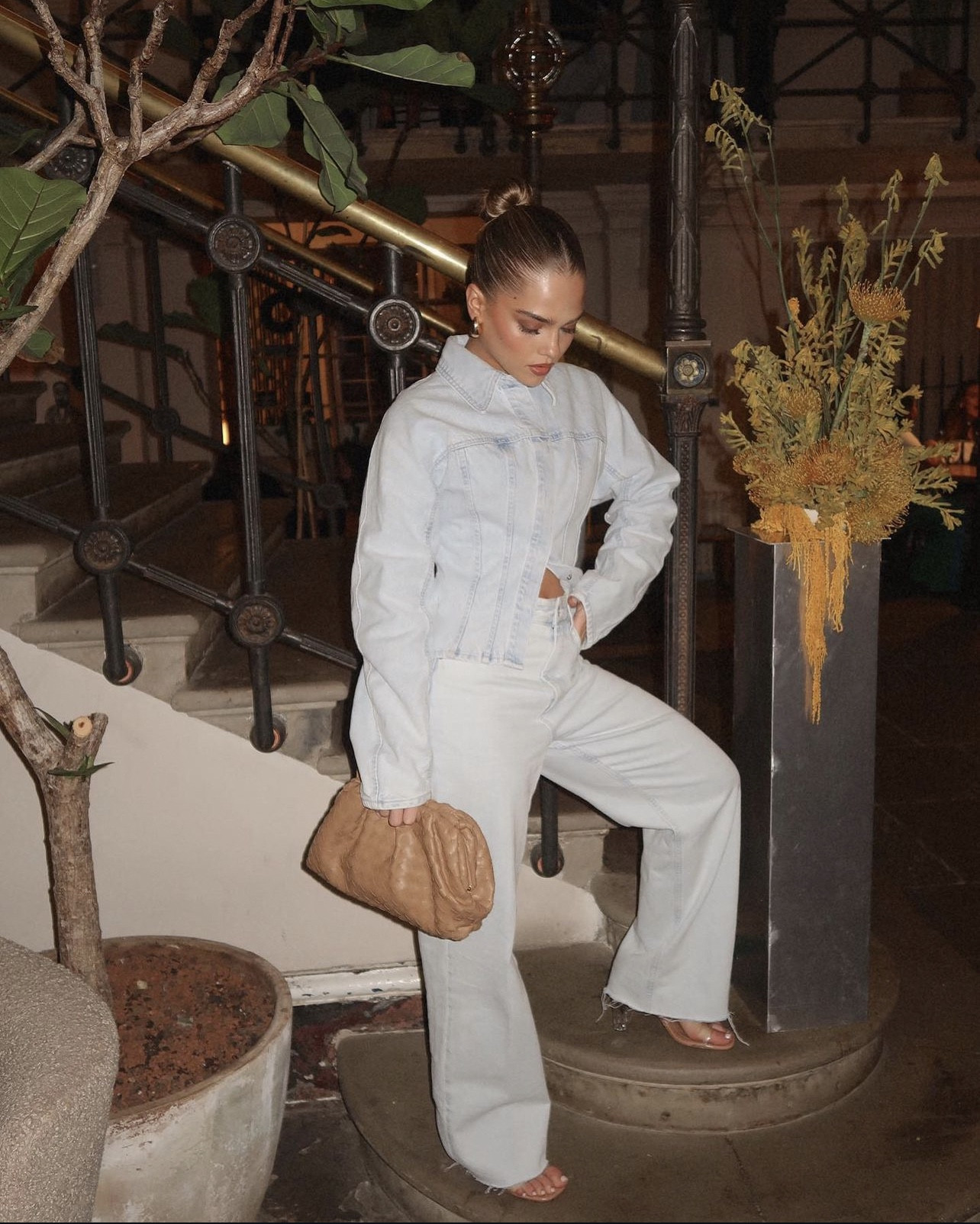 Double denim outfit, denim co ord, night out outfit
