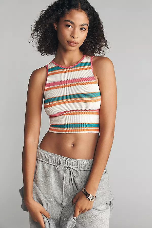 Reegan Crew-Neck Crop Racerback Seamless Tank: Striped Edition Top | Anthropologie (US)