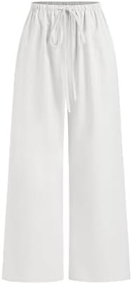 CIDER Linen Pants Women Wide Leg Cropped Palazzo Trousers Low Waist Knotted Loose Fit Cropped Pan... | Amazon (US)