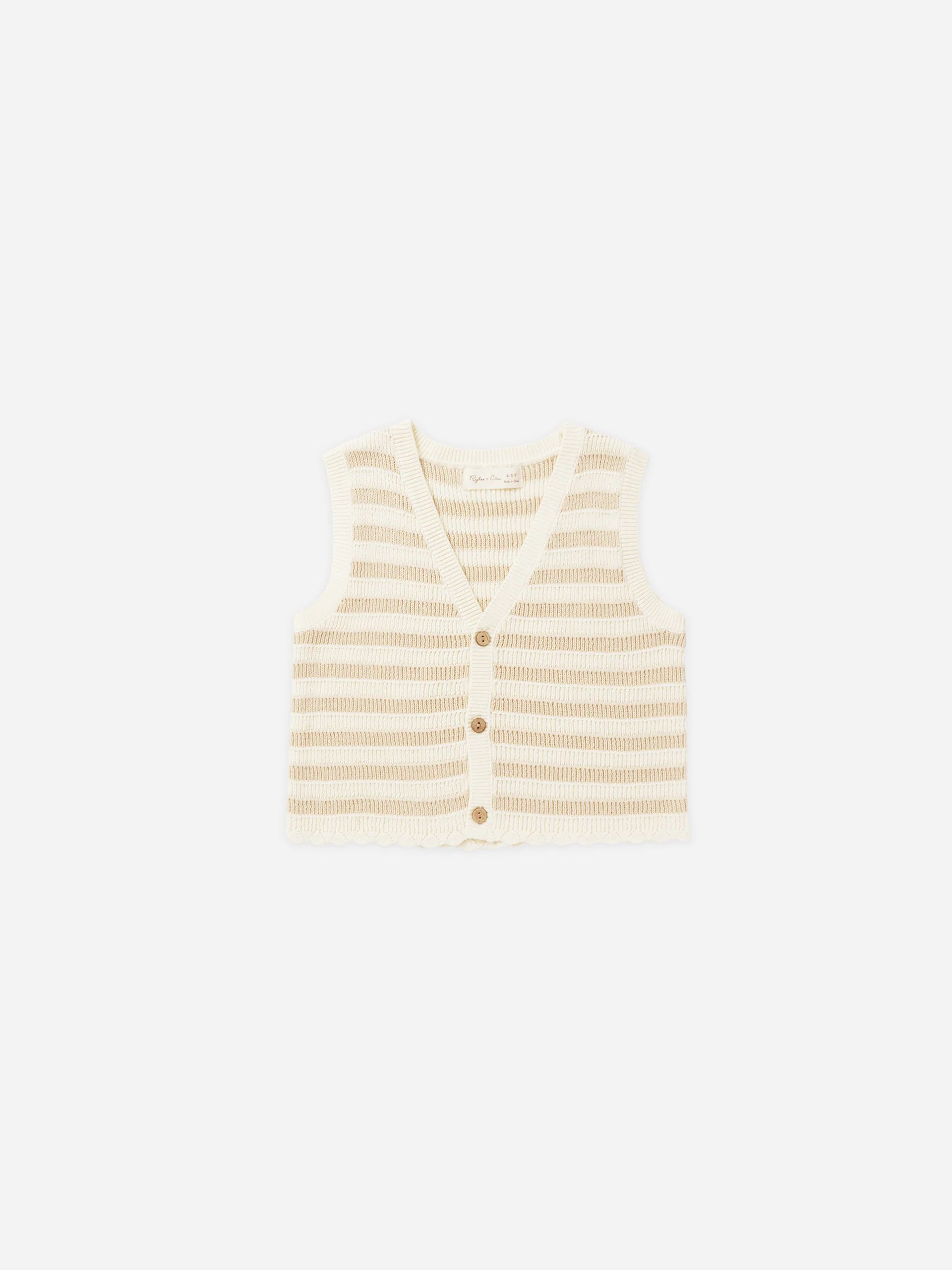 Knit Vest || Sand Stripe | Rylee + Cru