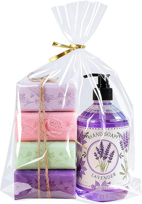 PigPotParty Cellophane Bags 10x14 Inch, 50 Pack Clear Plastic Gift Bags with Bottom Gusset for St... | Amazon (US)