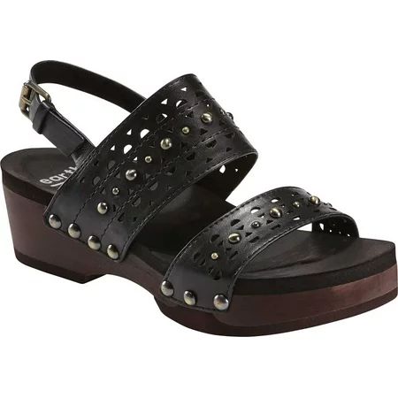 Women s Earth Pine Toba Strappy Sandal Black Leather 8 M | Walmart (US)