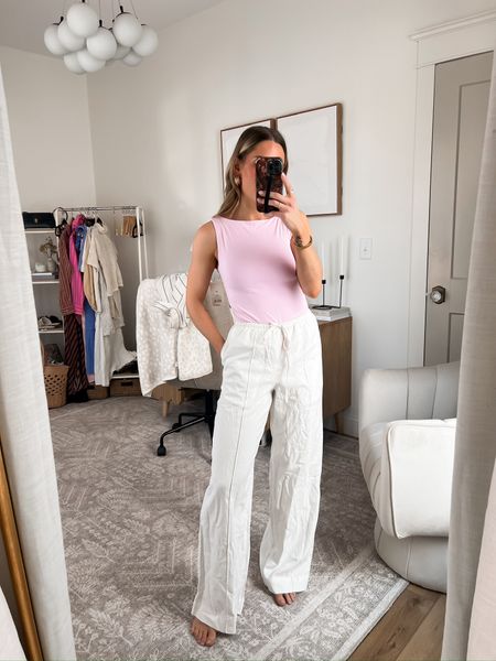 Linen trousers! 👌🏻 So comfy, flattering, and the best price I have found so far!!

Wearing xs in the pants, comes in lots of colors. 🤩 Bodysuit is sonly $12 and super soft (wearing xs, could  have sized down tho). 


#LTKfindsunder50 #LTKSeasonal #LTKstyletip