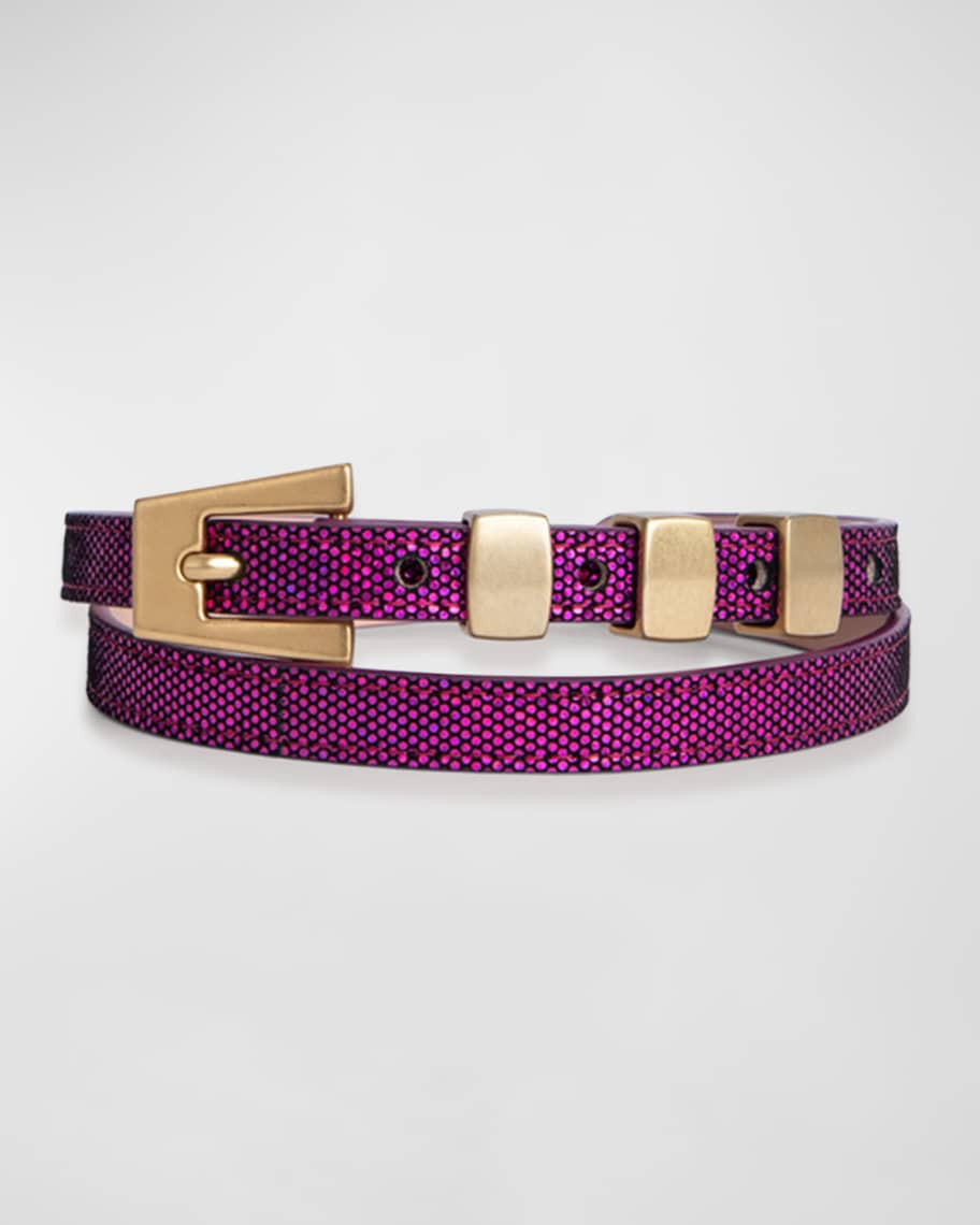 Vic Fuchsia Disco Dot Leather Belt | Neiman Marcus