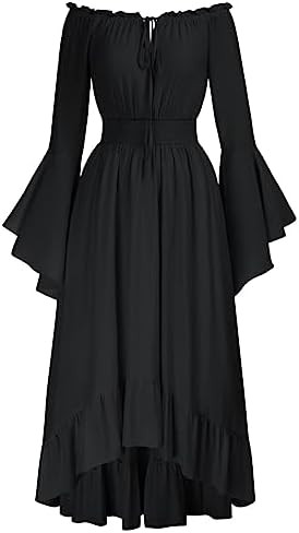 Scarlet Darkness Renaissance Dress Women Off Shoulder Bell Sleeve Peasant Pirate Dress | Amazon (US)