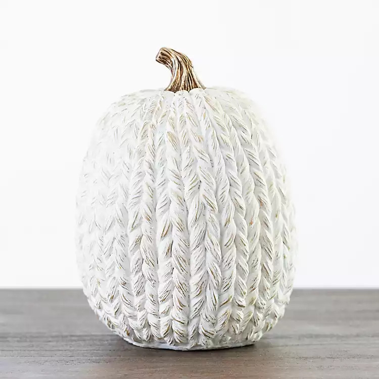 New! Ivory Braided Pumpkin with Gold Stem, 10 in. | Kirkland's Home