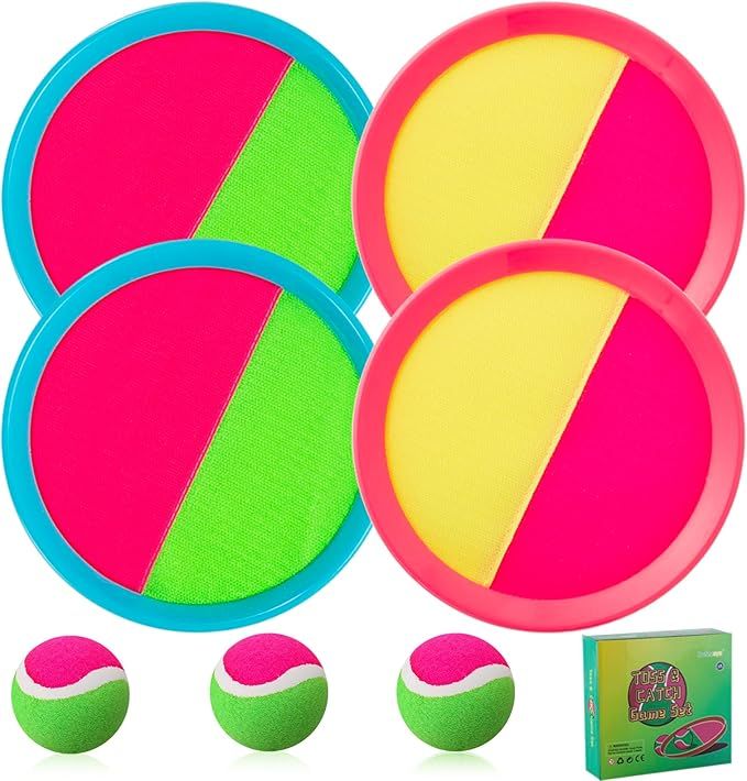 Outdoor Games for Kids - Outside Toys for Kids Ages 4-8, Toss and Catch Ball Set, with 4 Paddles ... | Amazon (US)
