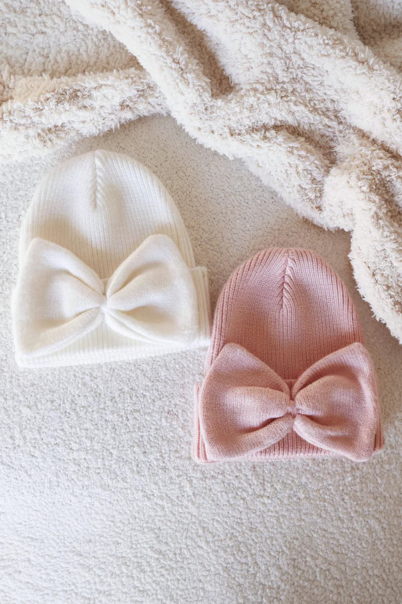 Knit Newborn Bow Beanies | Caden Lane