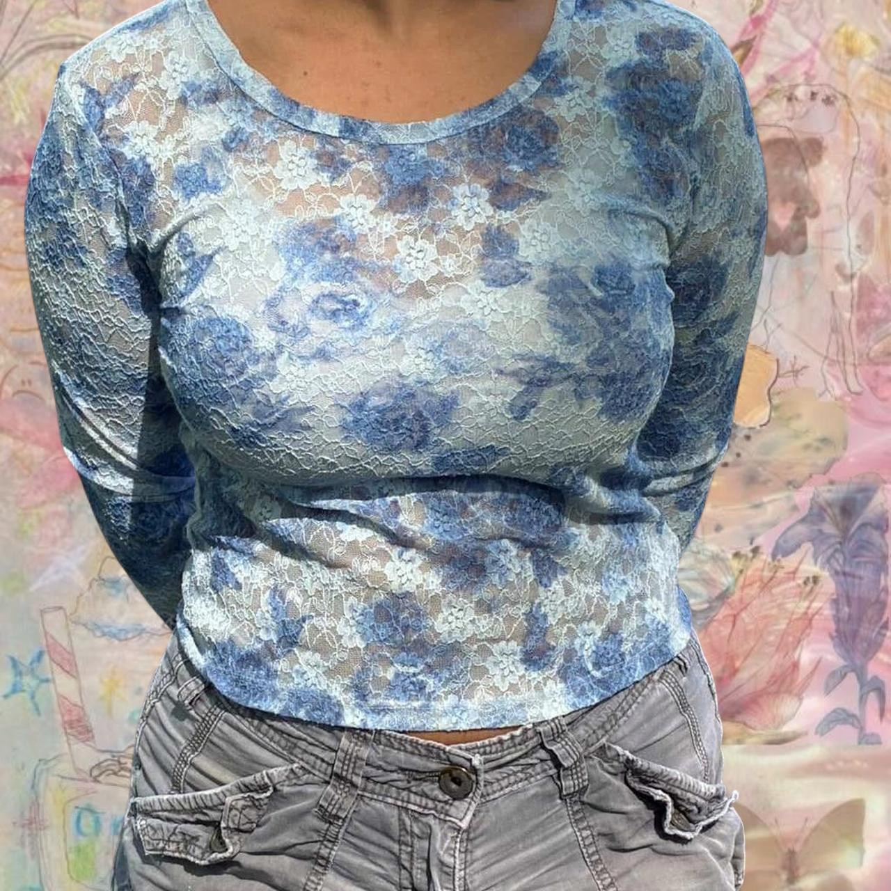 Madden Girl Women's Shirt - Blue/Multi - L | Depop US