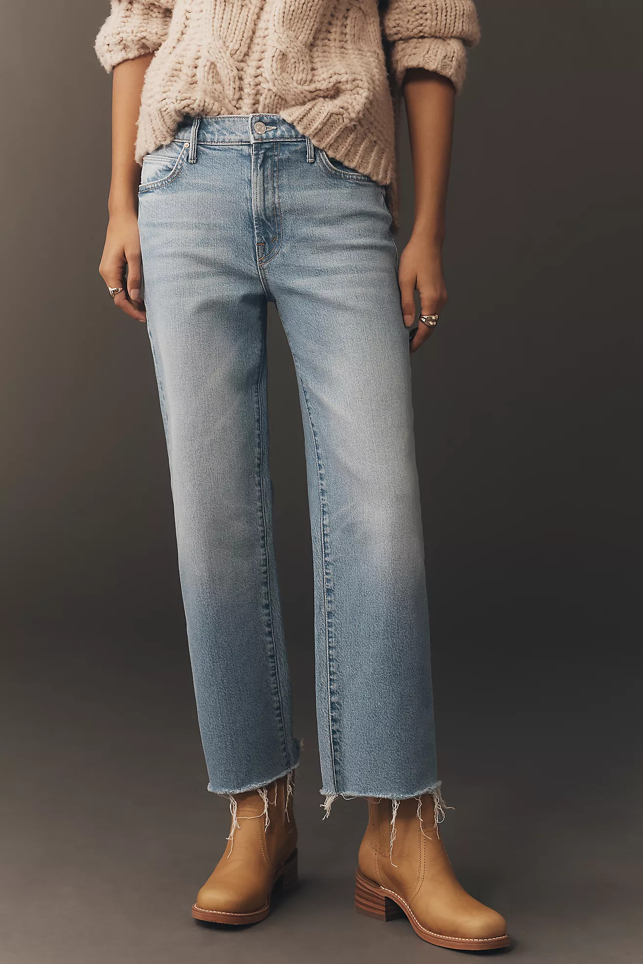 MOTHER Kick It Ankle Mid-Rise Straight-Leg Jeans | Anthropologie (US)