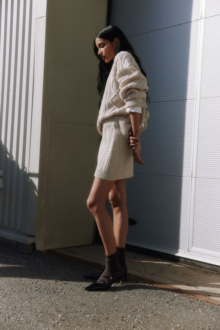 Wool-blend Mini Skirt - Beige - Ladies | H&M US | H&M (US + CA)