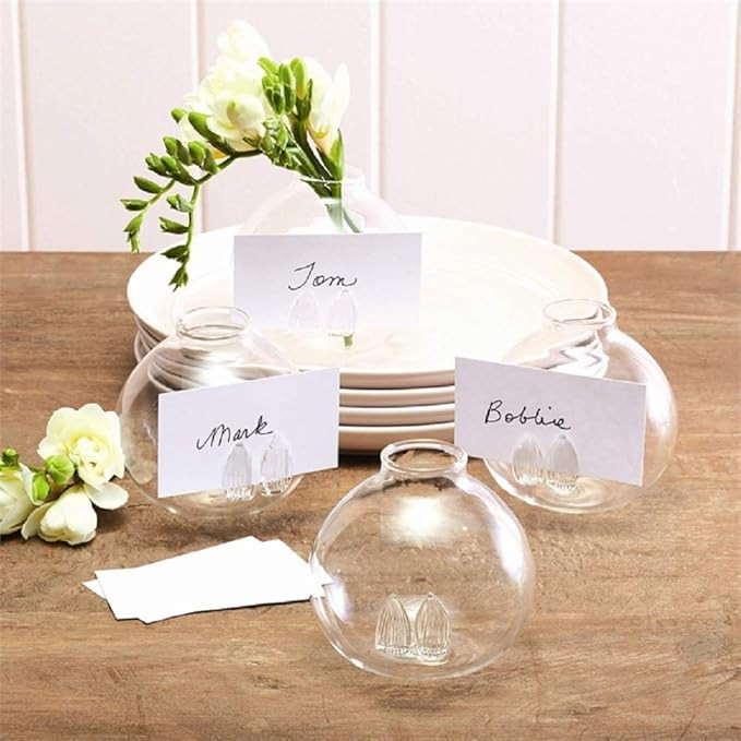 Two's Company Be Seated Bud Vases/Place Card Holders in Gift Box, Set of 4, Hand-Blown Glass | Amazon (US)