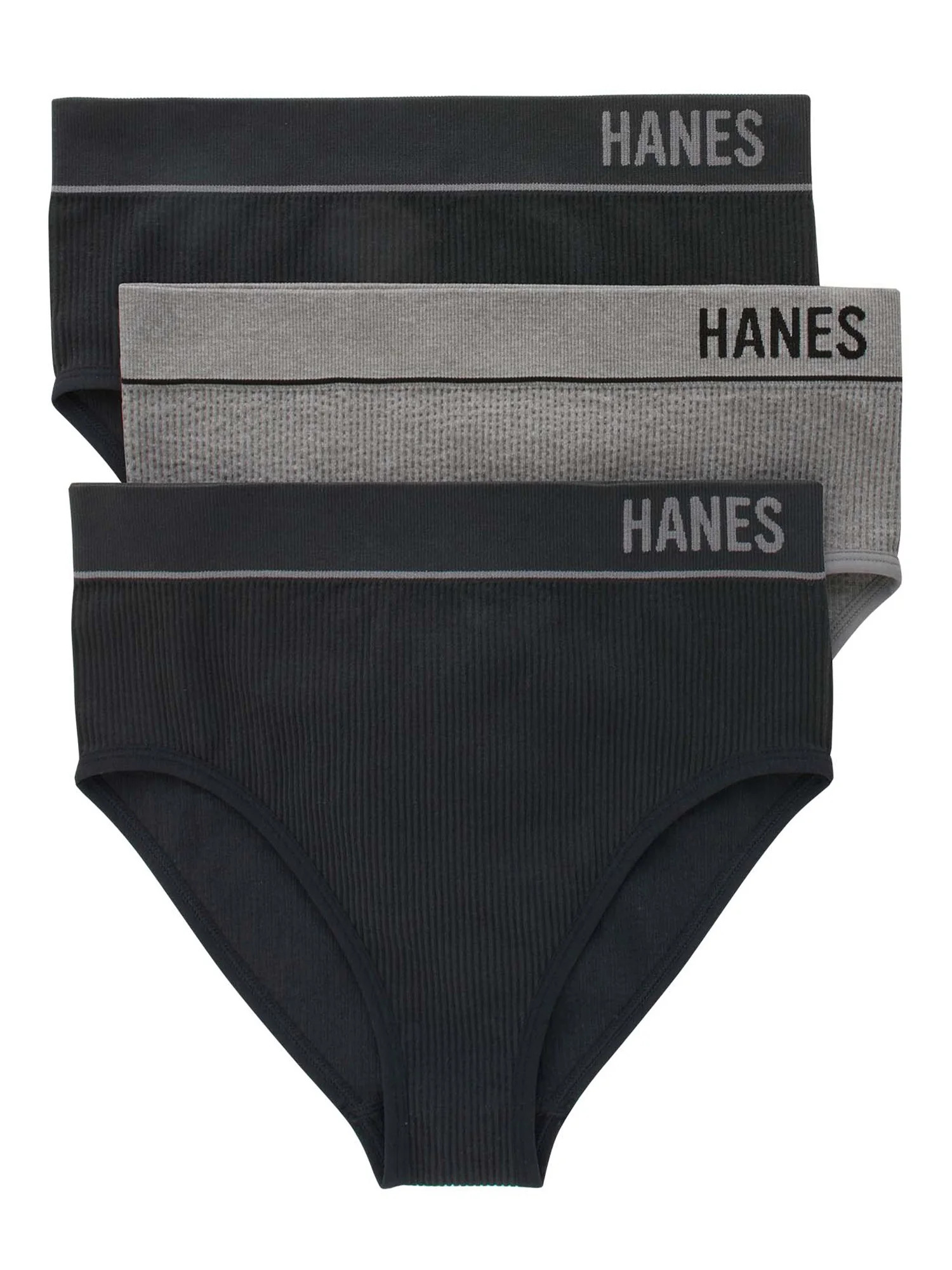 Hanes Originals Women's Seamless Rib Hi-Leg Bikini Underwear, 3-Pack - Walmart.com | Walmart (US)
