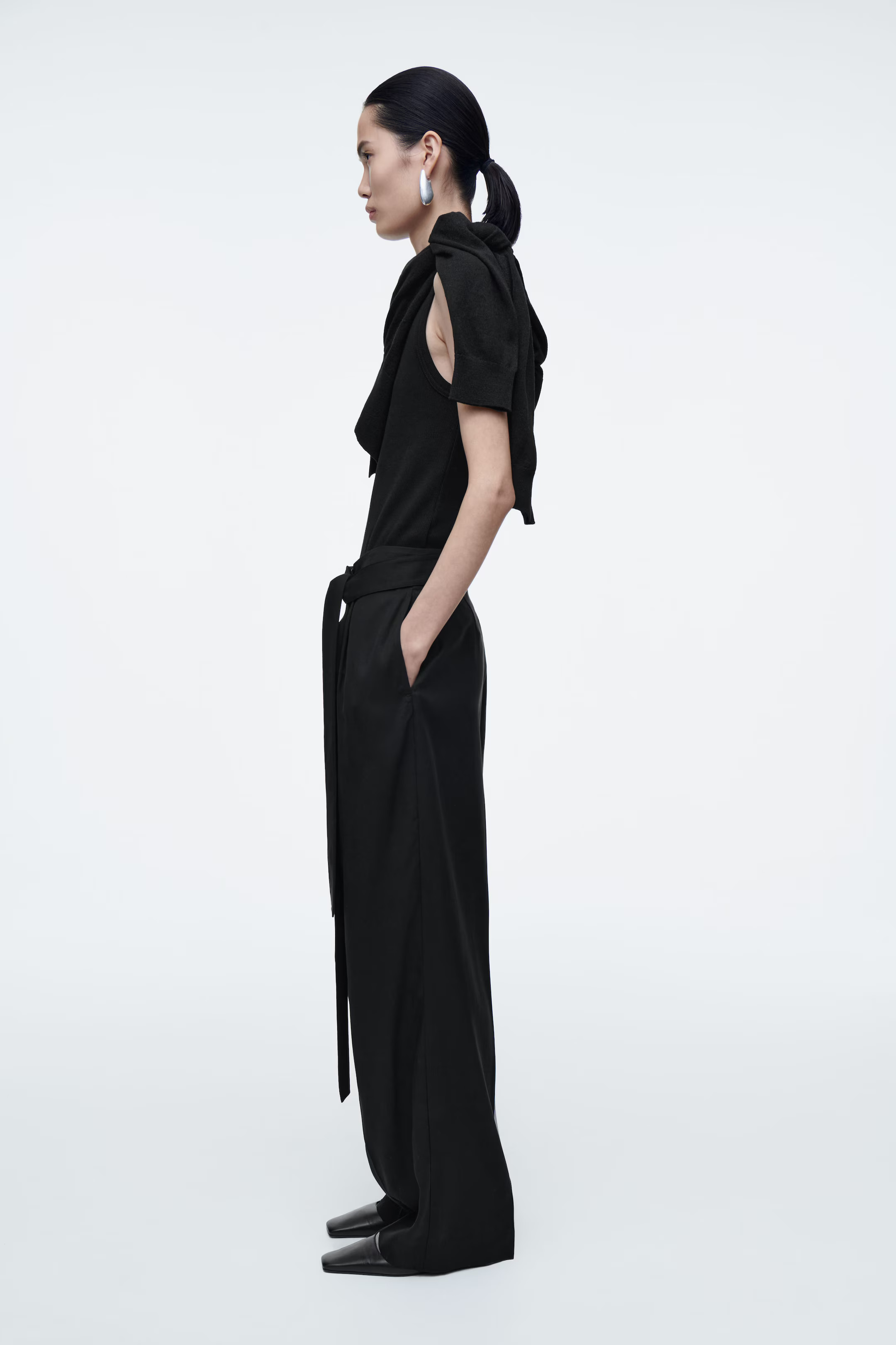 FLUID WRAP-FRONT TROUSERS - BLACK | COS | COS UK