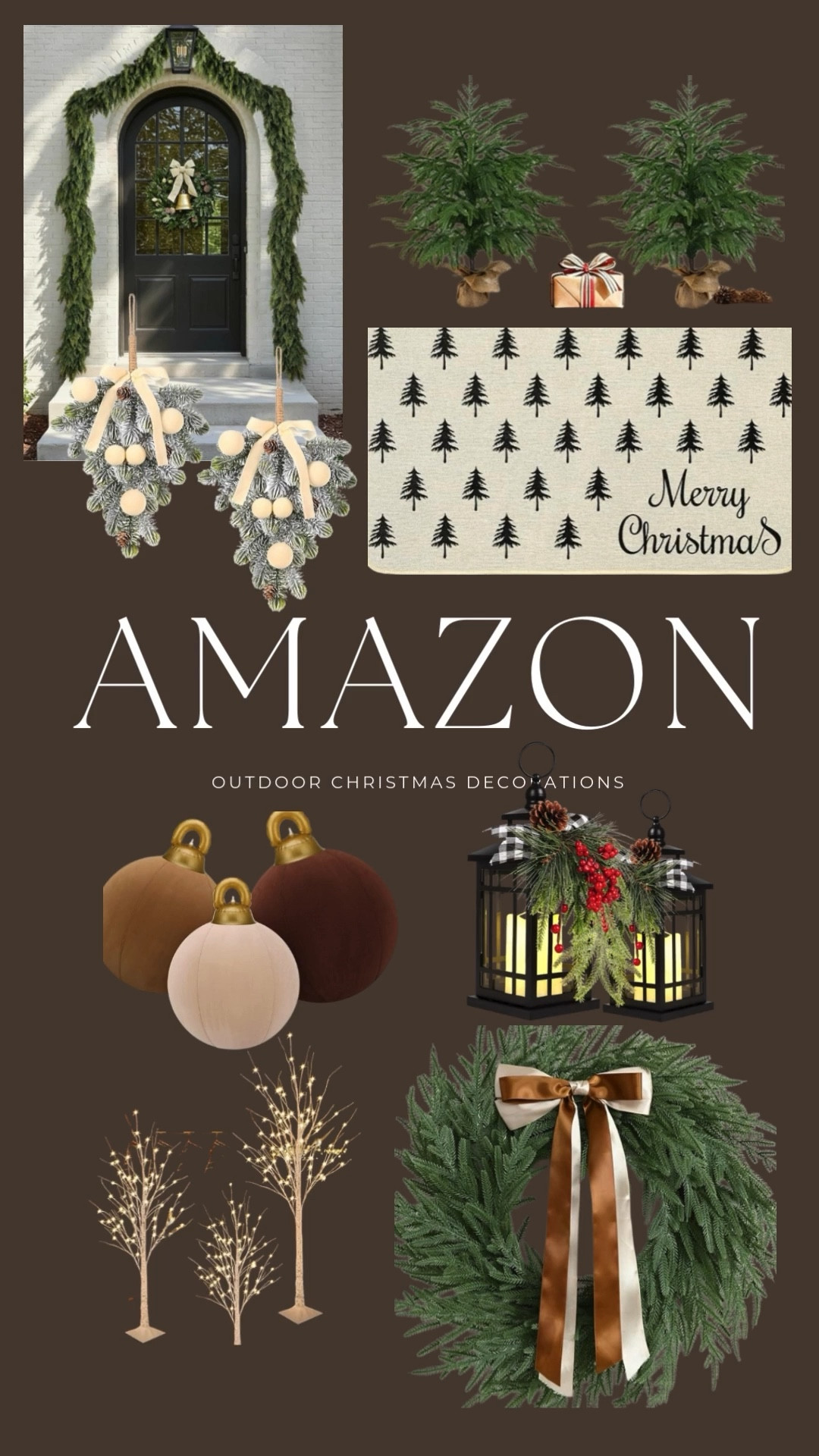 Outdoor Christmas touches with cozy, natural textures.

Greenery garland. Cedar wreath. Potted evergreens. Neutral ornaments. Birch trees. Lantern accents. Winter doormat. Soft wood tones.

#AmazonHome #OutdoorDecor #ChristmasDecor


#LTKHoliday #LTKHome #LTKSeasonal