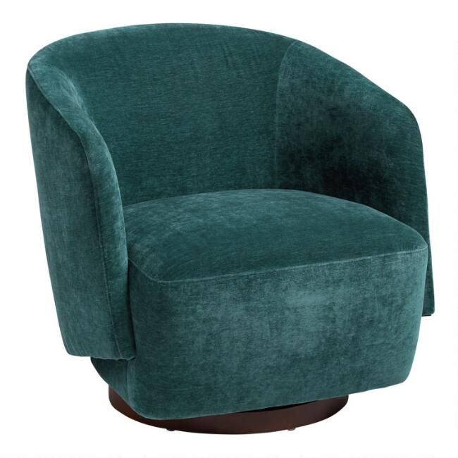 Teal Green Sophie Upholstered Swivel Chair | World Market