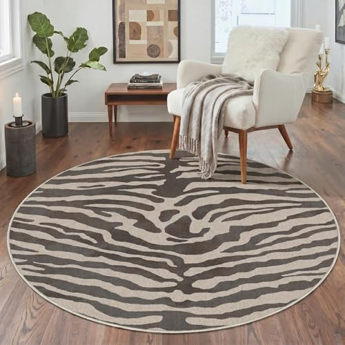Bavni Zebra Print Round Rug 5FT Washable Area for Living Room Bedroom | Amazon (US)