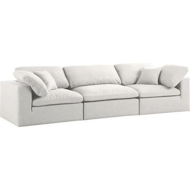 Meridian Furniture Serene Cream Durable Linen Fabric Deluxe Modular Sofa | Walmart (US)