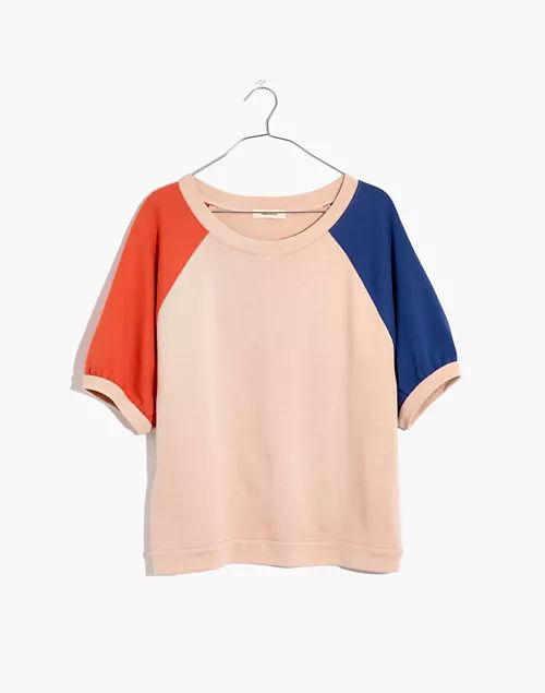 Short-Sleeve Sweatshirt in Colorblock | Madewell