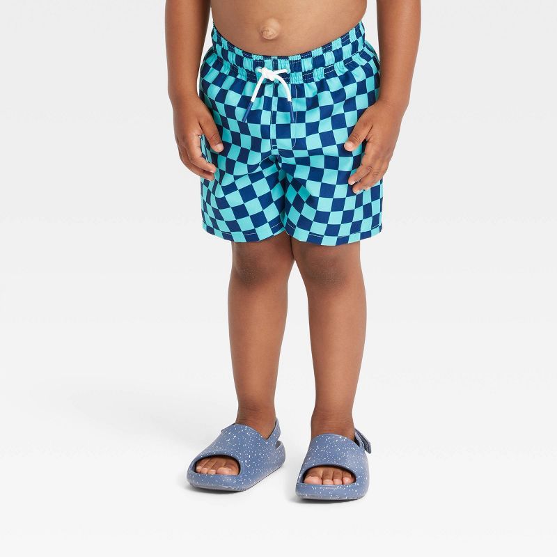 Toddler Boys' Checkered Swim Shorts - Cat & Jack™ Blue | Target