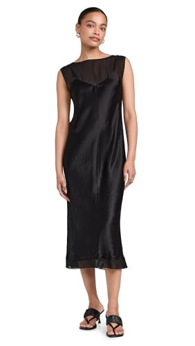 Vince Womens Chiffon Layered Slip Dress, Black, Small | Amazon (US)