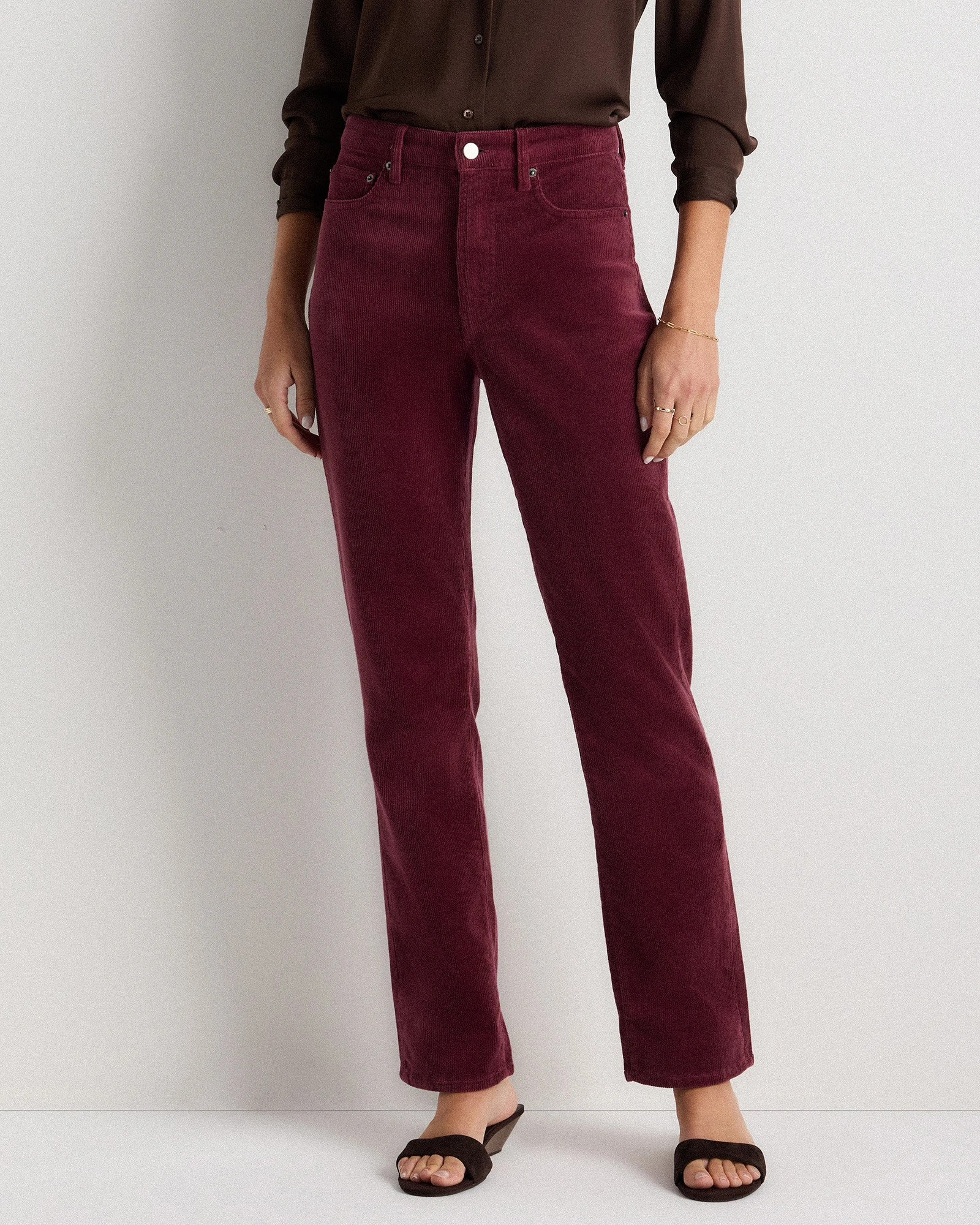 Organic Stretch Corduroy Straight Leg Pants in Barolo Burgundy | Quince