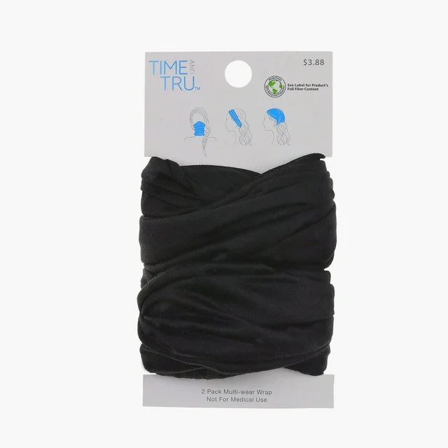Time and Tru Women's Multiwear Headwrap, 2-Pack Black - Walmart.com | Walmart (US)