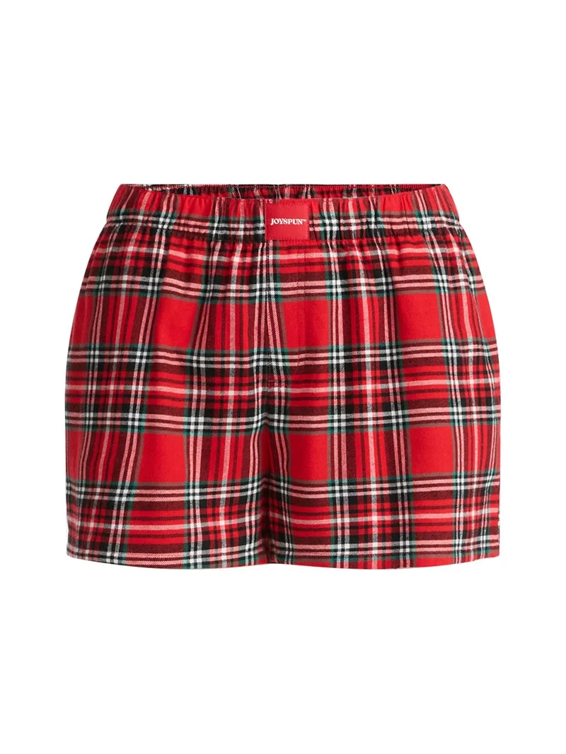 Joyspun Women's Flannel Pajama Boxer Shorts, 3'' Inseam, Sizes XS-3X - Walmart.com | Walmart (US)