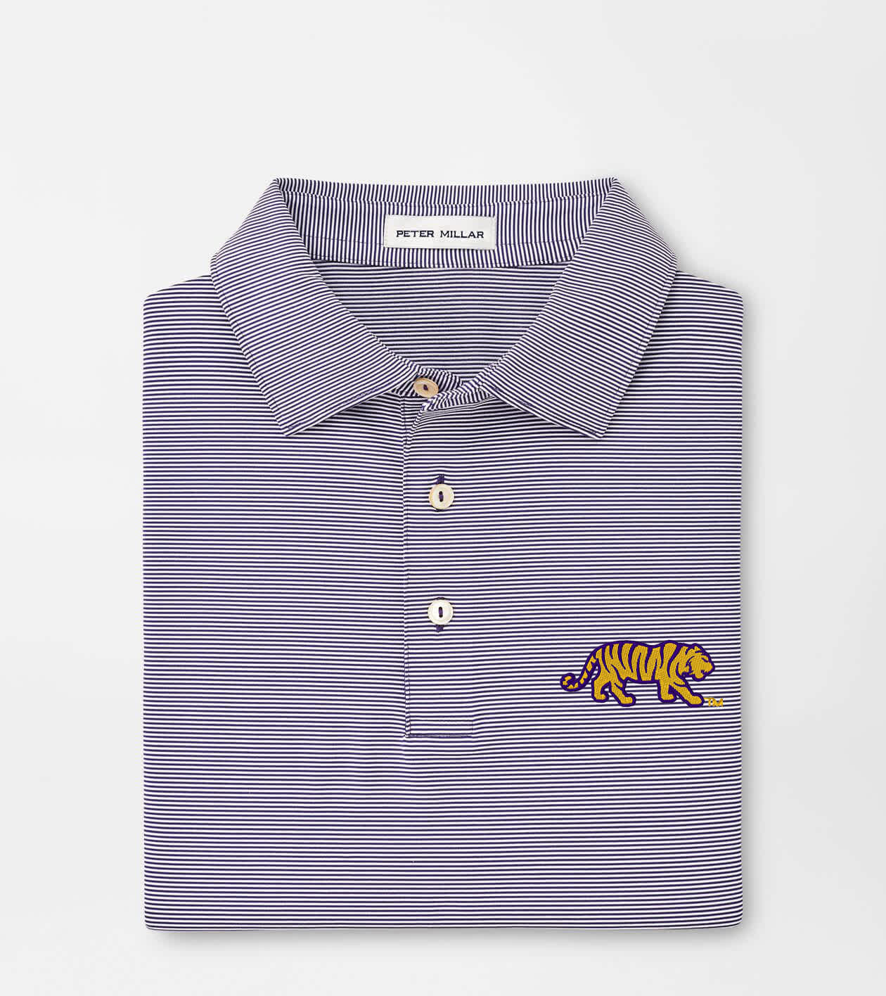 LSU Mike the Tiger Jubilee Stripe Performance Polo | Peter Millar