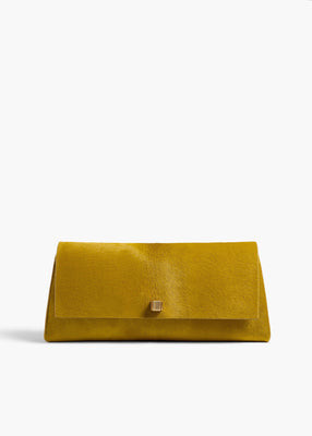 KHAITE - Audrey Clutch In Golden Olive Haircalf | Khaite