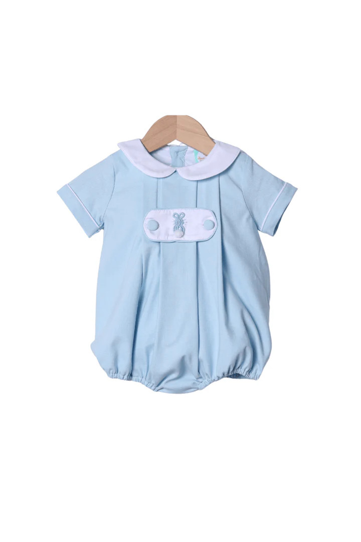 2 Tab Bullion Bunny Blue Linen Bubble | The Smocked Flamingo