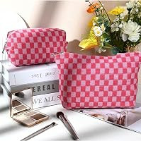 Makeup Bag, Birthday Gifts for Women, Large Small Capacity Checkered Travel Make up Bag, 2 Pack C... | Amazon (UK)