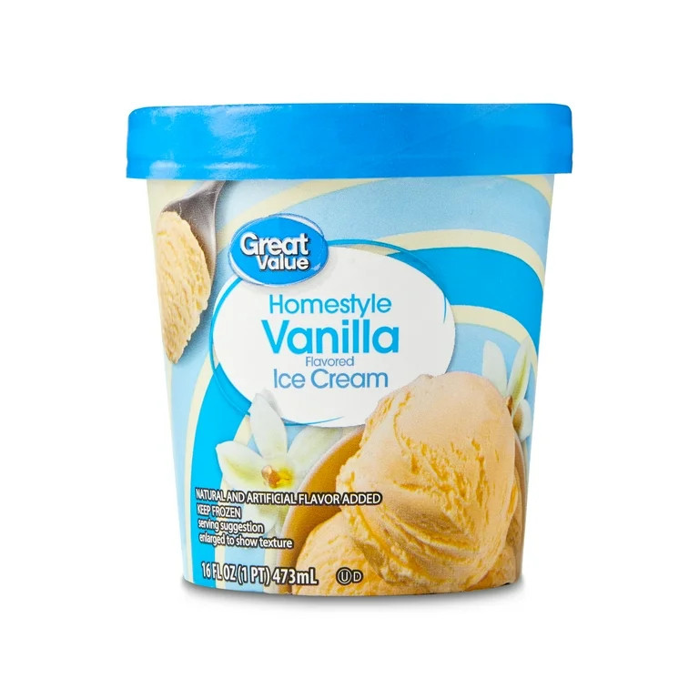 Great Value Homestyle Vanilla Flavored Ice Cream, 16 fl oz | Walmart (US)