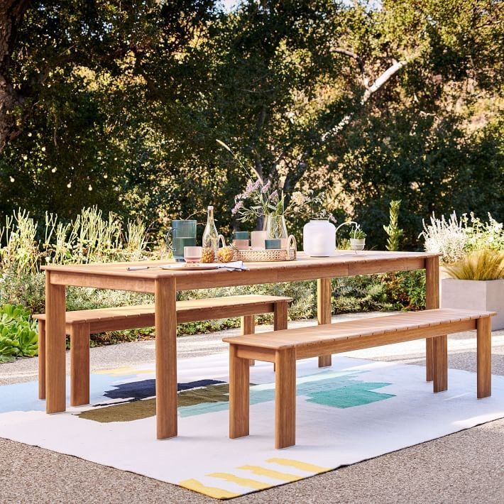 Playa Outdoor Expandable Dining Table & Benches Set | West Elm (US)