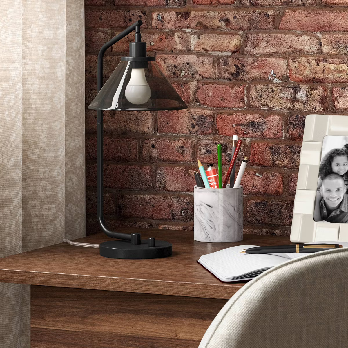 Smoked Glass Table Lamp Black - Threshold™ | Target