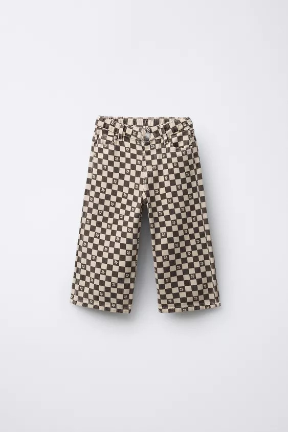 TWILL CULOTTE PANTS WITH CHECKERBOARD PRINT | Zara US