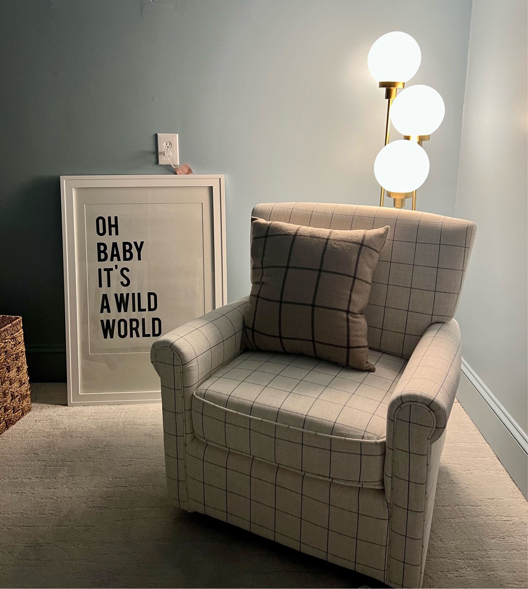 Here is a peak inside my sons room, I’m not finished decorating it yet! He’s about to move from a crib to a big boy bed so I’ve been waiting for the switch to happen before I fully finish! The lamp and chair are new and the framed poster I already had from his nursery. 

Paint color Benjamin Moore Slate blue 
#homedecor #toddlerbedroom #boytoddler #nurseryglider #floorlamp 


#LTKGiftGuide #LTKbump #LTKhome
