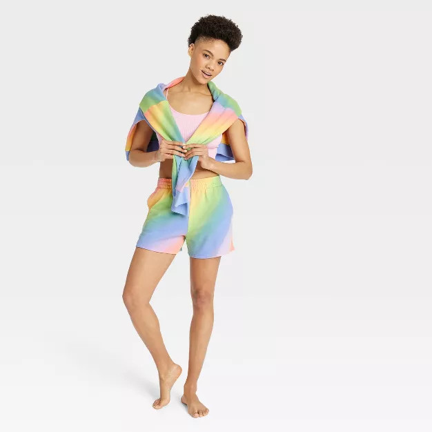Women's Rainbow-Dye French Terry Lounge Shorts - Colsie™ | Target