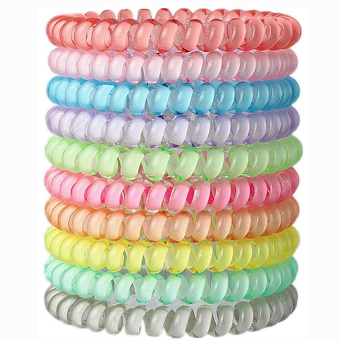 Candy Color 10 Piece Spiral Hair Ties, Coil elastics Hair Ties,Multicolor Small Spiral Hair Ties,... | Amazon (US)