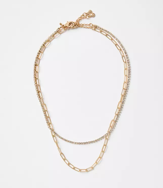 Chain Link Layered Tennis Necklace Set | LOFT