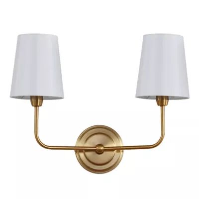 Safavieh Ezra 2-Light Wall Sconce in Brass/Gold with Cotton Shades | Bed Bath & Beyond | Bed Bath & Beyond